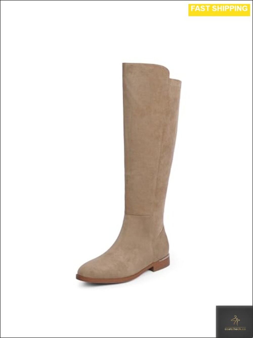 Rounded Toe Flat Knee High Boots Stretchy Side Zipper PU Leather